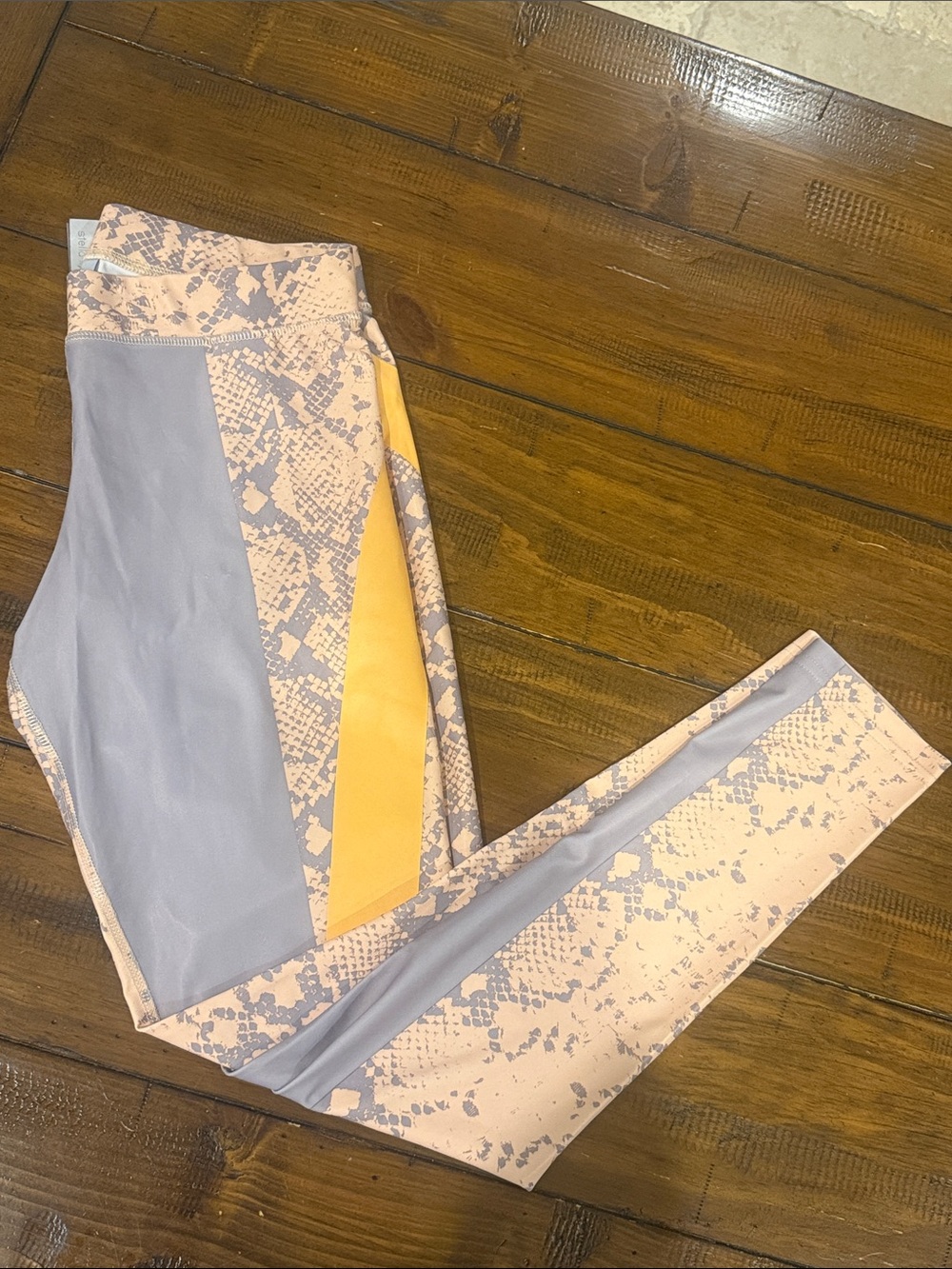 Adidas x Stella McCartney Orange & Gray Snake Print Leggings with Accent